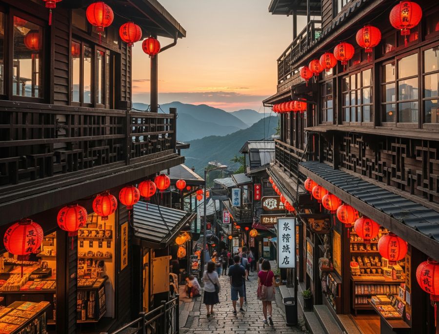 Làng cổ Cửu Phần (Jiufen Old Street) mang đậm nét văn hóa và kiến trúc truyền thống Trung Hoa ở Đài Loan