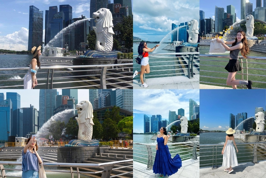 Check-in cùng với bức tượng sư tử là trải nghiệm yêu thích của mọi du khách khi đến Singapore
