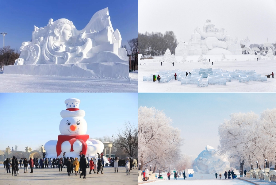Du khách có thể đến đảo Mặt Trời để chiêm ngưỡng những tác phẩm điêu khắc tuyết khổng lồ