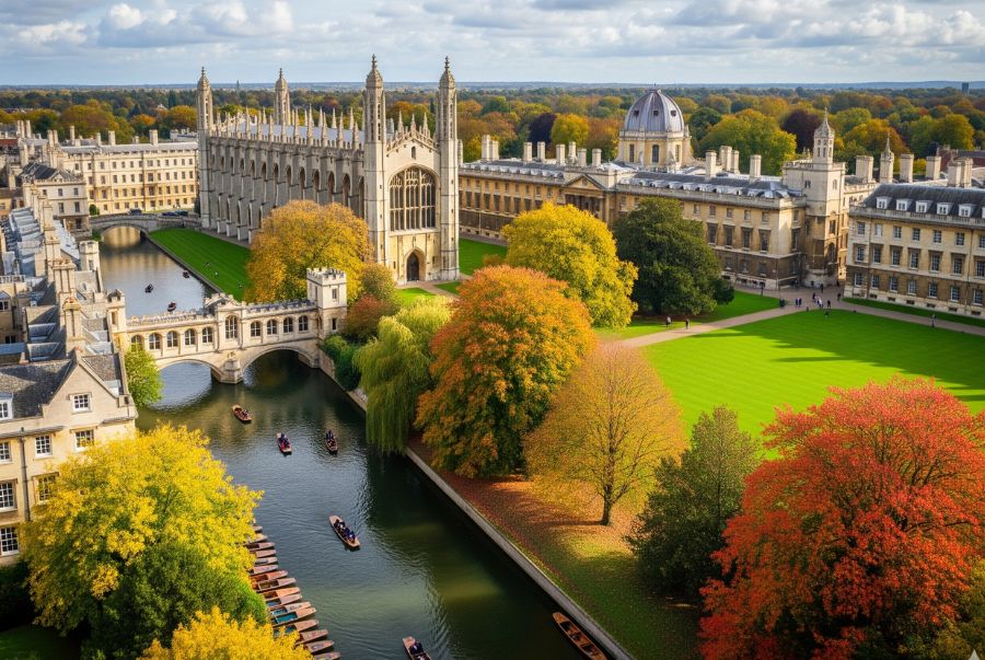 Khung cảnh yen bình vào mùa thu tại các trường đại học cổ ở Cambridge