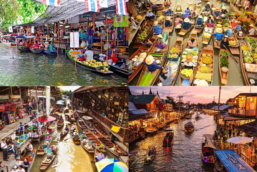 Không khí tấp nập tại chợ nổi Damnoen Saduak hấp dẫn du khách