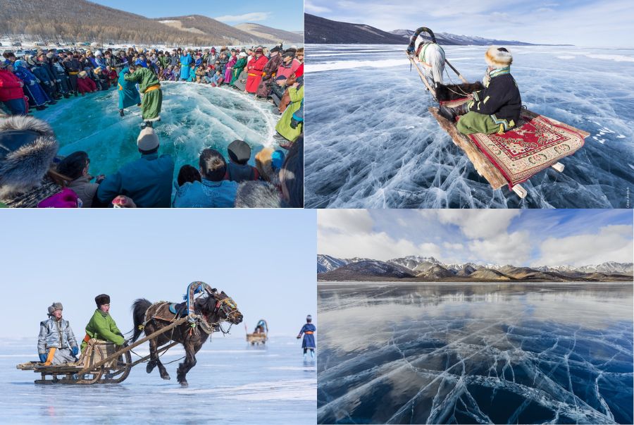 Vào mùa đông, hồ hoàn toàn đóng băng và trở thành sân trượt băng tự nhiên khổng lồ