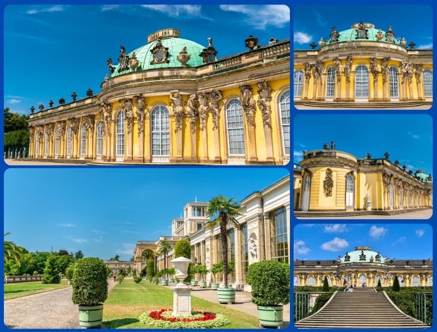 Cung điện Sanssouci sở hữu phong cách Rococo nhẹ nhàng và thanh thoát