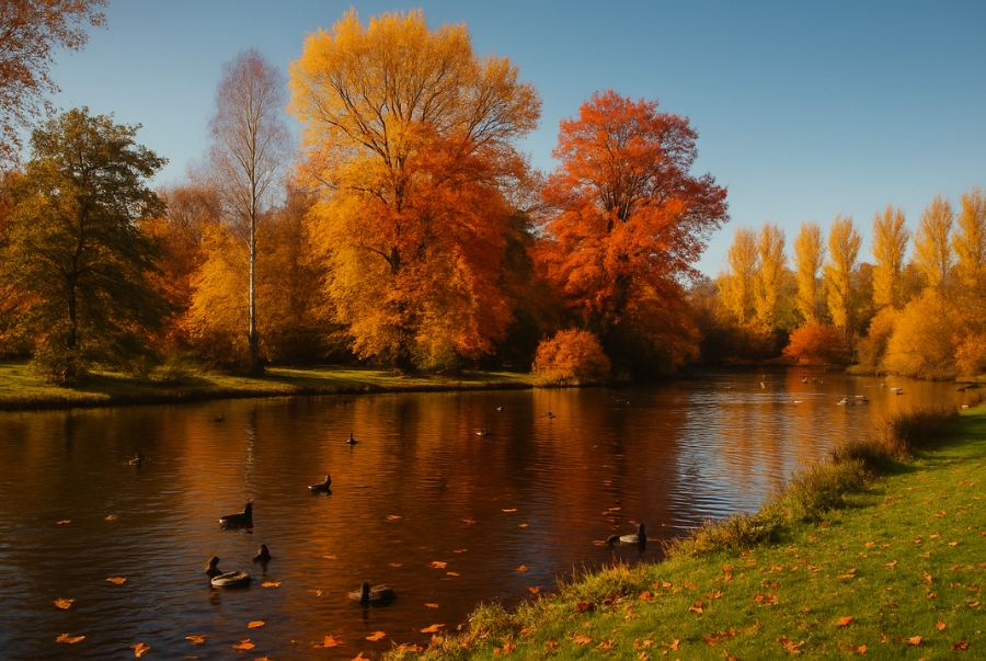 Mùa thu trải dài khắp công viên University Parks tạo nên khung cảnh đầy thơ mộng