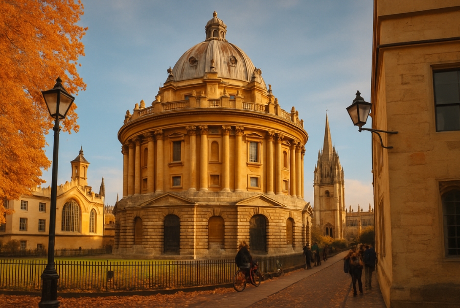 Radcliffe Square đắm chìm trong sắc vàng của mùa thu nước Anh