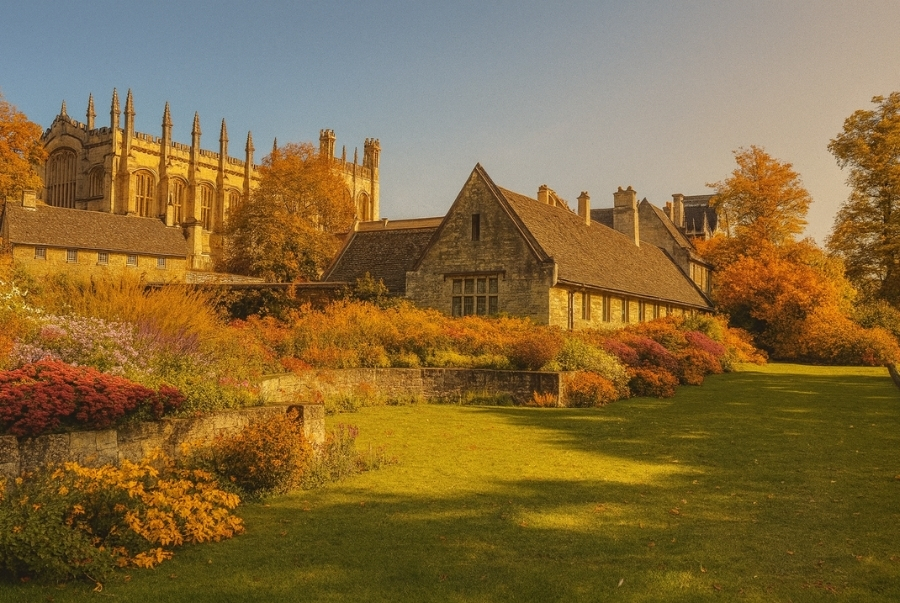 Nắng thu rải vàng trên đồng cỏ Christ Church Meadow