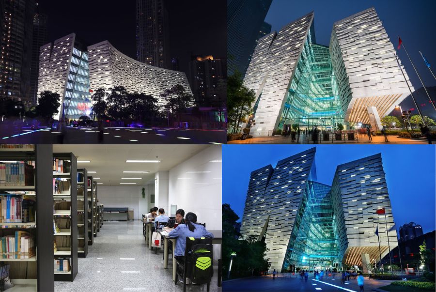 Thư viện Quảng Châu gây ấn tượng mạnh với quy mô lớn, thiết kế kiến trúc độc đáo và không gian mở đầy tính thẩm mỹ