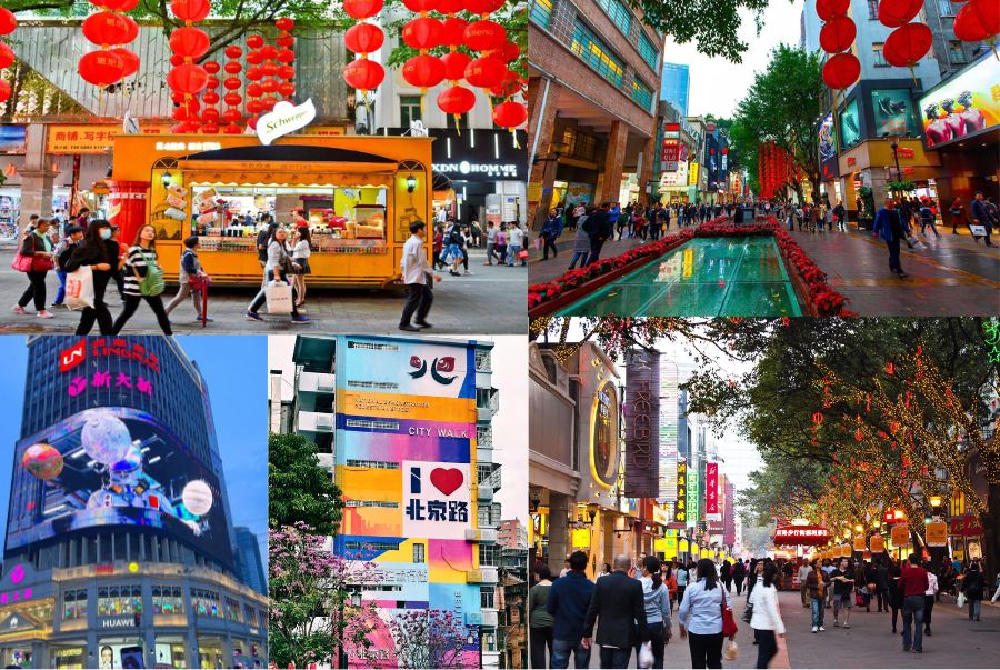 Phố đi bộ Bắc Kinh Lộ được xem là một trong những tuyến phố sôi động và sầm uất bậc nhất tại Quảng Châu