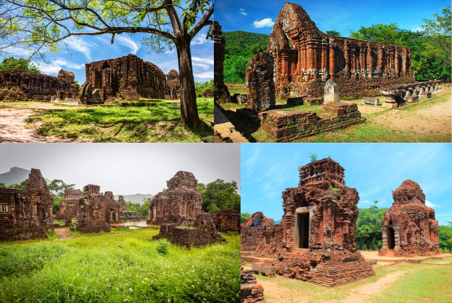 Hệ thống hơn 70 công trình đền, tháp được xây dựng bằng gạch nung đỏ tại Thánh Địa Mỹ Sơn