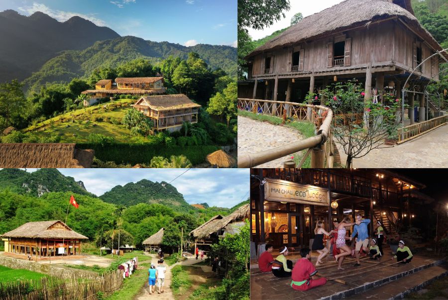 Bản làng Mai Châu hiện lên như một bức tranh Tây Bắc bình yên và thơ mộng