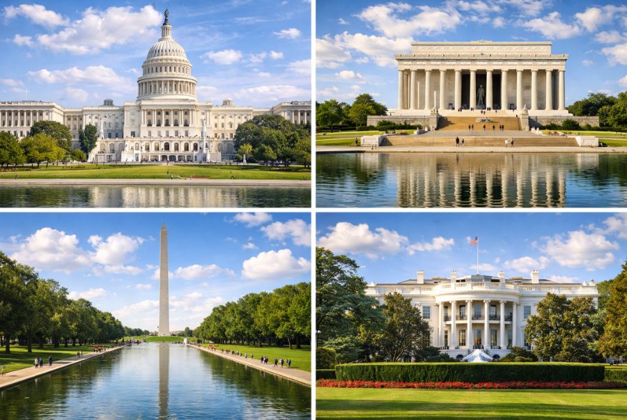 Washington D.C. hiện lên uy nghi với Nhà Quốc hội và các công trình mang giá trị lịch sử