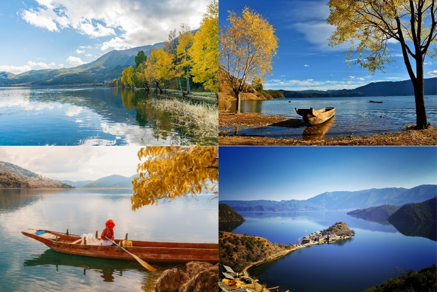 Khi đến hồ Lugu vào mùa thu du khách đừng quên check-in tại bến thuyền nhé