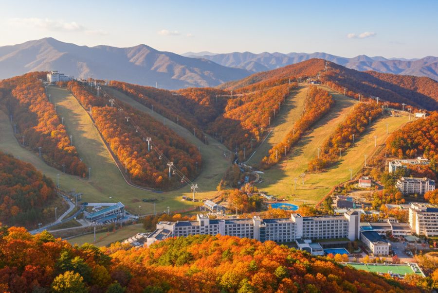 Yongpyong mùa thu tựa như một bức tranh sơn dầu sống động