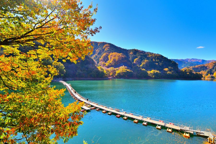 Hồ Okutama là địa điểm lý tưởng cho chuyến đi trong ngày để tận hưởng không khí núi rừng mùa thu