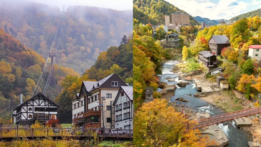 Suối nước nóng Sounkyo Onsen - Sự kết hợp hoàn hảo giữa lá đỏ và thác nước