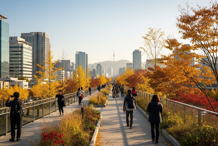 Seoullo 7017 là một khu vườn trên không rực rỡ giữa lòng Seoul