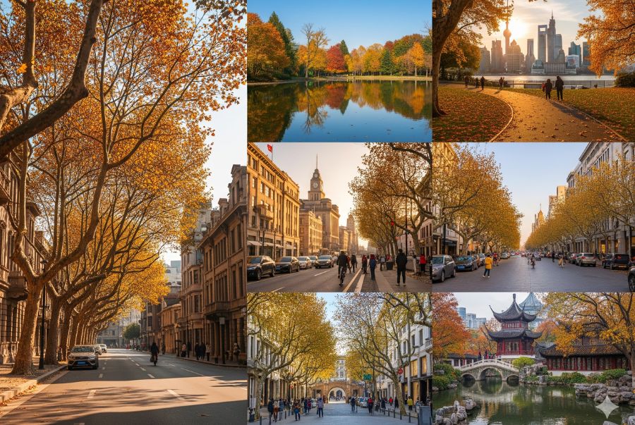 Thượng Hải mùa thu trở nên quyến rũ với những hàng cây ngân hạnh đổi màu