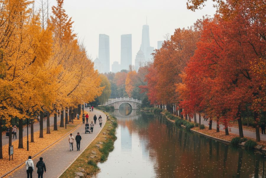 Toàn cảnh công viên Century mùa thu