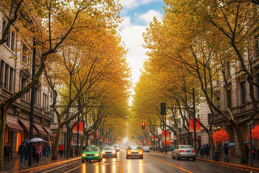 Đi dạo trên phố Huaihai vào mùa thu là một trải nghiệm vô cùng lãng mạn