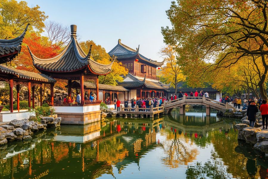 Vườn Dự Viên là khu vườn cổ nổi tiếng, mang đậm phong cách kiến trúc truyền thống Trung Hoa