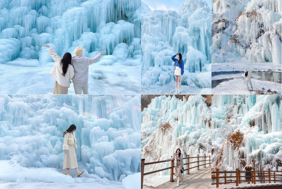 Thung lũng Băng Eobi được bao phủ toàn bộ bởi băng tuyết và các cột băng khổng lồ