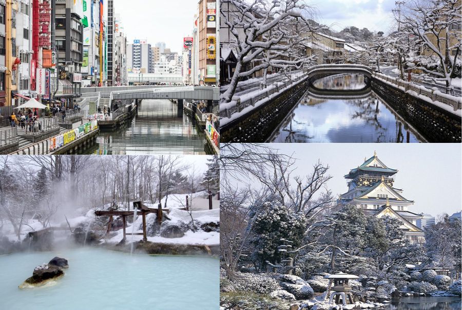 Thời tiết tại Osaka dịp tết khá ôn hòa, thích hợp cho các chuyến tham quan, khám phá ngoài trời
