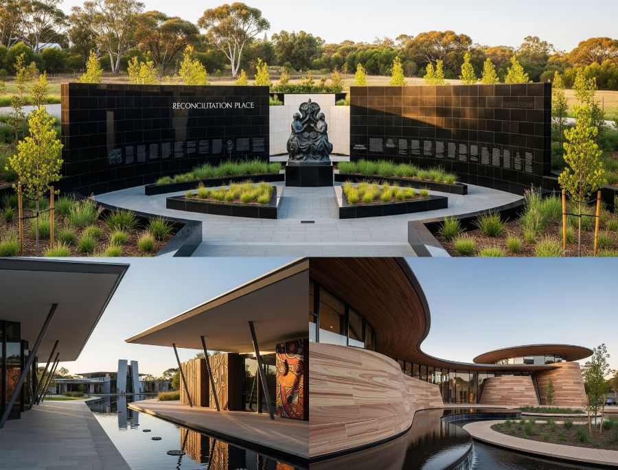 Reconciliation Place gây ấn tượng mạnh với lối kiến trúc độc đáo và đầy tính biểu tượng