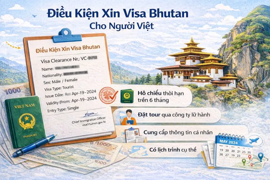 Một số các điều kiện cơ bản để xin visa Bhutan cho người Việt