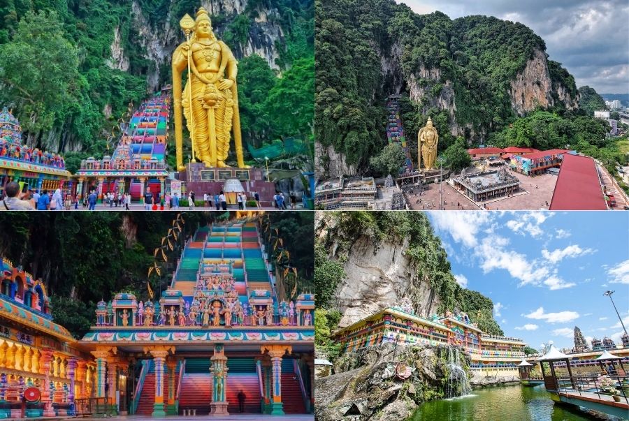 Động Batu Kuala Lumpur nổi bật với tượng thần Murugan khổng lồ và những bậc thang cầu vồng rực rỡ