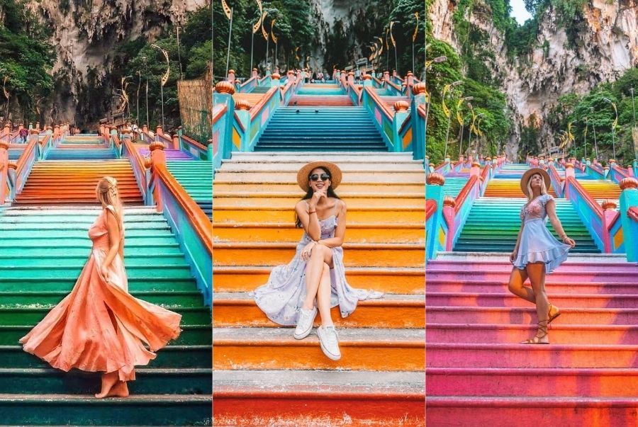 Bậc thang cầu vồng là điểm check-in yêu thích của các du khách quốc tế