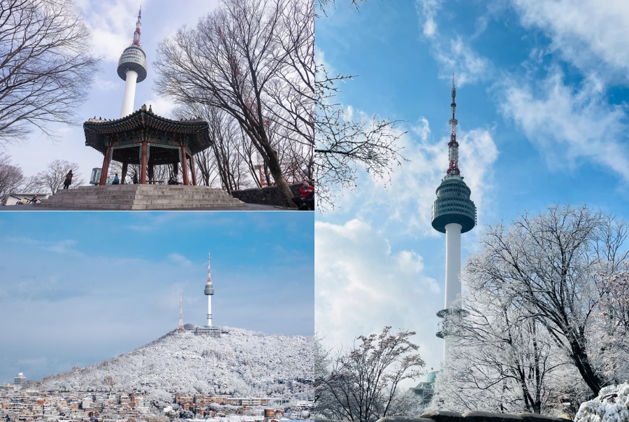 Du khách có thể chiêm ngưỡng toàn cảnh mùa đông Seoul từ tháp Namsan
