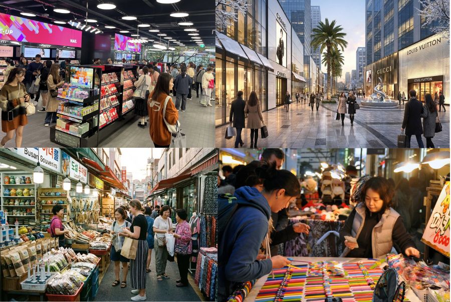 Mùa sắm là một phần không thể thiếu trong các hành trình du lịch Busan Hàn Quốc