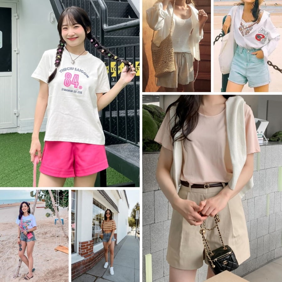 Áo phông và quần short năng động là "must-have item" mà bạn nên thử khi đi du lịch Hàn Quốc mùa hè