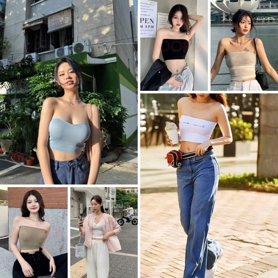 Áo ống lại mang đến vẻ ngoài cá tính và hiện đại, đặc biệt khi kết hợp cùng những chiếc vòng cổ đầy tinh tế