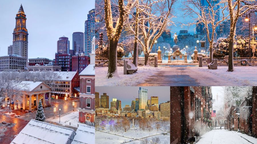 Mùa đông tại Boston mang vẻ đẹp rất đặc trưng của vùng Đông Bắc Mỹ