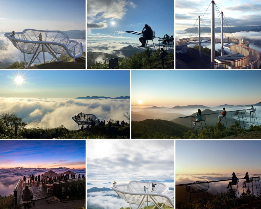 Unkai Terrace mang đến một trải nghiệm cà phê độc đáo khi được chiêm ngưỡng "biển mây" huyền ảo bao phủ cả một thung lũng rộng lớn