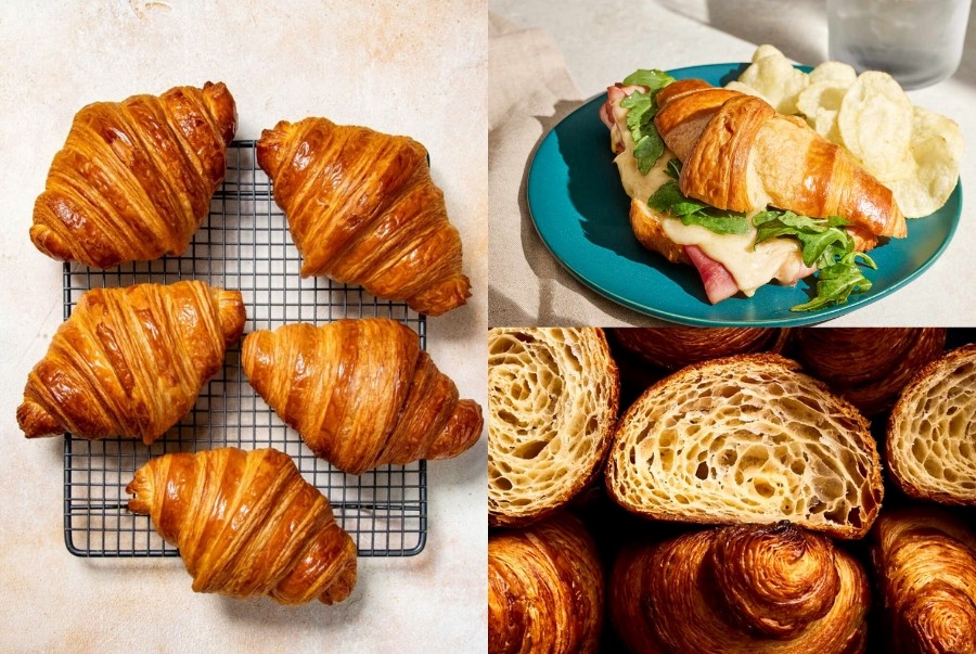 Những chiếc bánh Croissant thơm ngon với vỏ ngoài vàng giòn