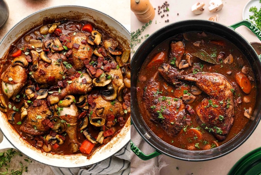 Coq au vin là món gà hầm rượu vang nổi tiếng mà bất kỳ ai cũng không thể bỏ lỡ khi đến với Pháp