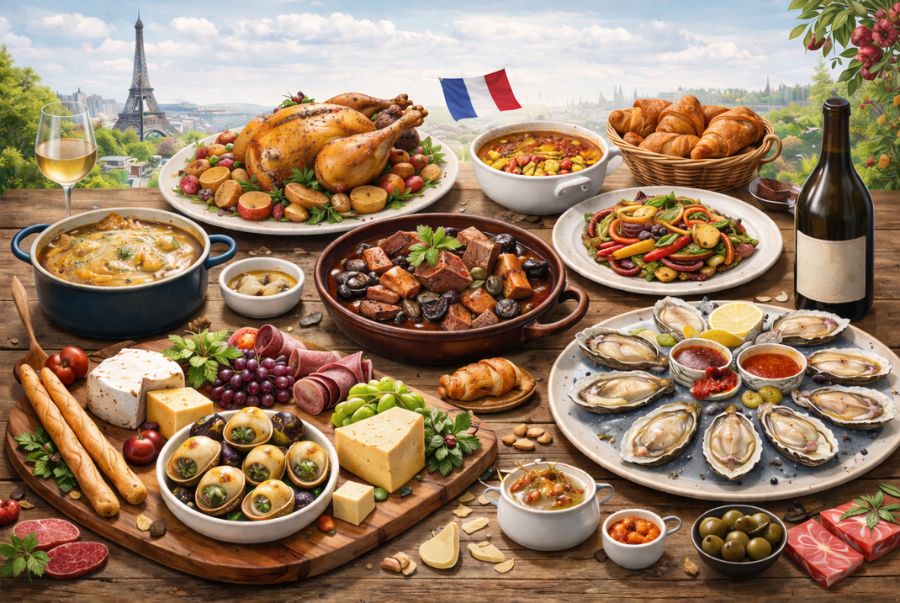 Ẩm thực nước Pháp sở hữu sự đa dạng về nguyên liệu và cách chế biến