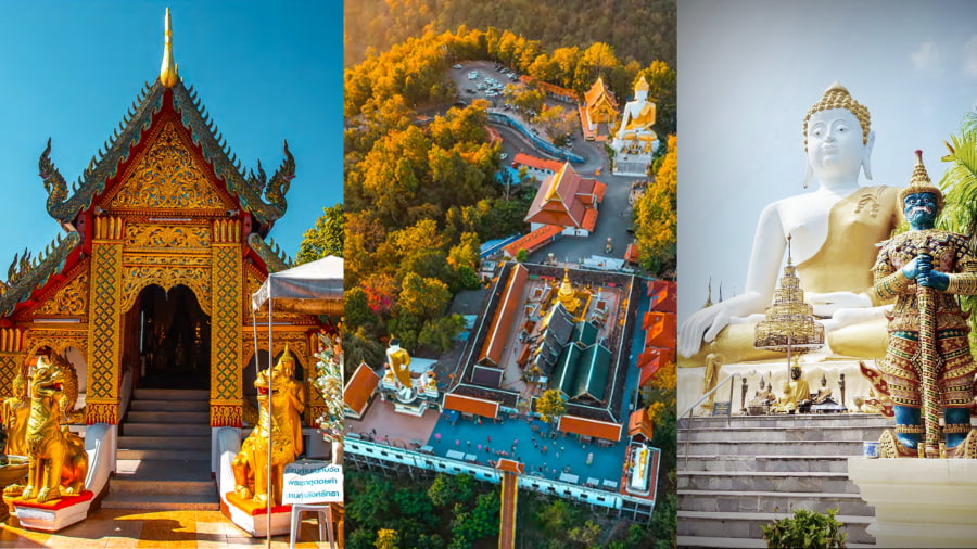 Wat Phra That Doi Kham là một chùa nổi tiếng tại Chiang Mai với tầm nhìn bao quát toàn cảnh thung lũng và thành phố