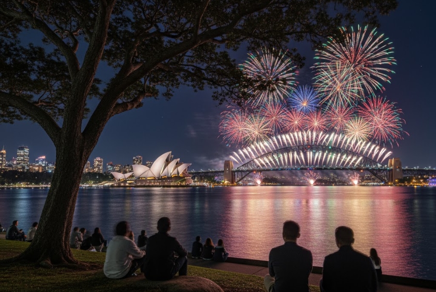 Mrs. Macquarie’s Chair là địa điểm ngắm pháo hoa nằm trong khu vườn thực vật hoàng gia