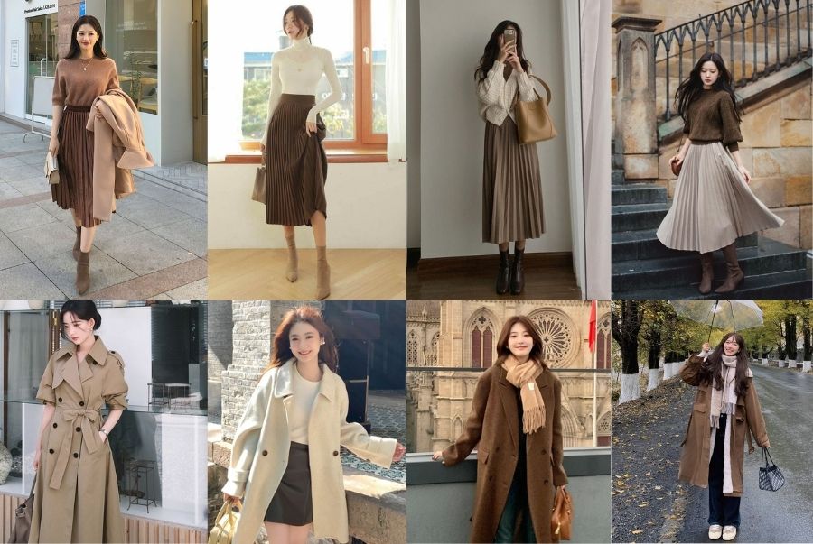 Phong cách nhẹ nhàng tinh tế với váy dài kết hợp áo len là một lựa chọn lý tưởng