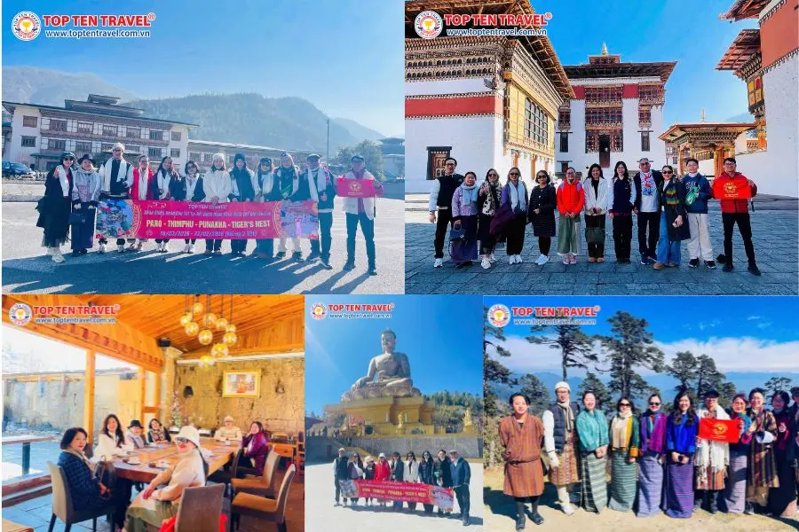 Đoàn khách Top Ten Travel tham quan và khám phá các địa điểm du lịch nổi tiếng tại Bhutan