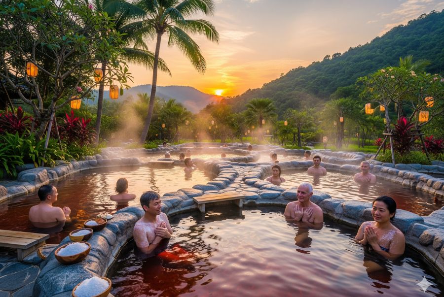 Trải nghiệm ngâm khoáng và spa xanh mát tại suối nước nóng Nantian nổi tiếng