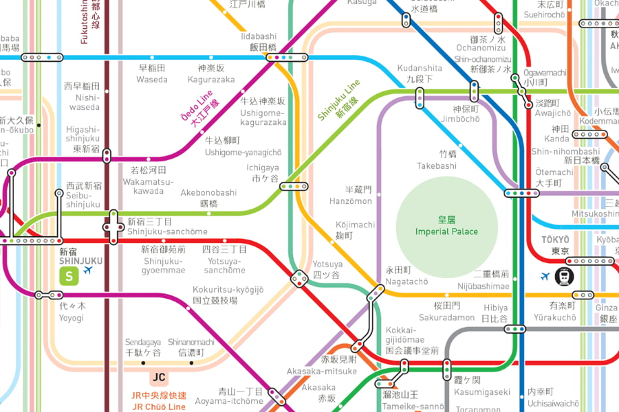Hệ thống tàu điện ngầm Tokyo bao gồm nhiều tuyến, phủ khắp thủ đô Nhật Bản