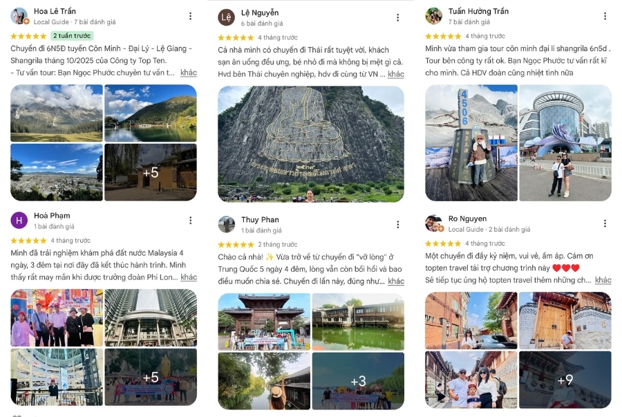 Một vài phản hồi tích cực từ khách hàng đã sử dụng dịch vụ nhà Top Ten Travel