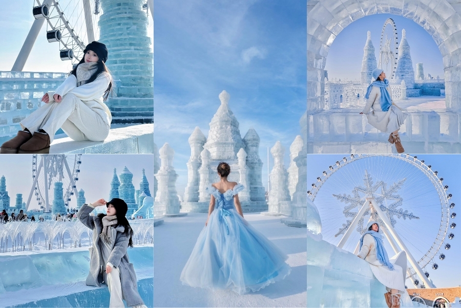 Tại công viên băng tuyết thế giới mang đến du khách vô vàn góc check-in tuyệt đẹp