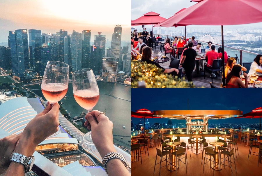 Trên tầng thượng SkyPark còn có quầy bar để du khách có thể vừa ngắm cảnh vừa nhâm nhi cocktail