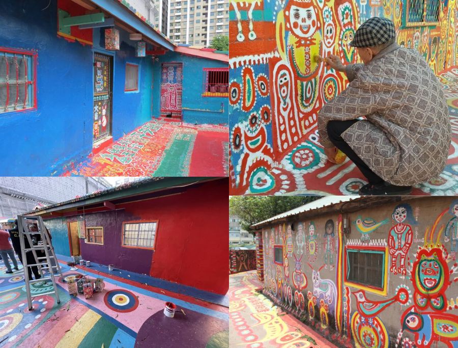 Ngôi làng được sơn và vẽ một cách tỉ mỉ, tạo nên khung cảnh rực rỡ