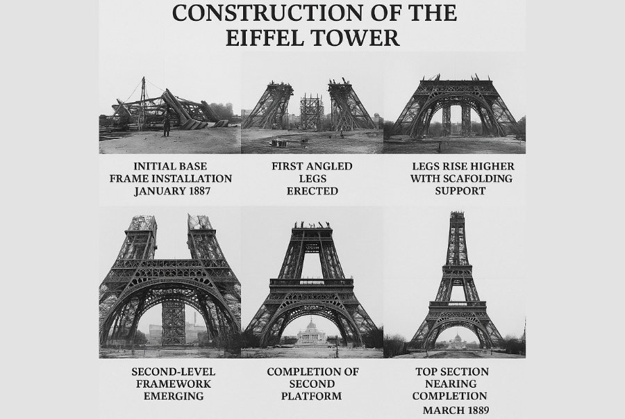 Toàn bộ tháp được cấu thành từ hơn 18 nghìn bộ phận kim loại